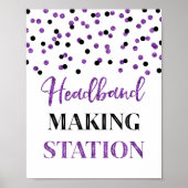 Paars Black Confetti Headband Making Station Poster (Voorkant)