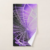 Paars Black Creepy Spooky Spider Web Bad Handdoek (Handdoek)