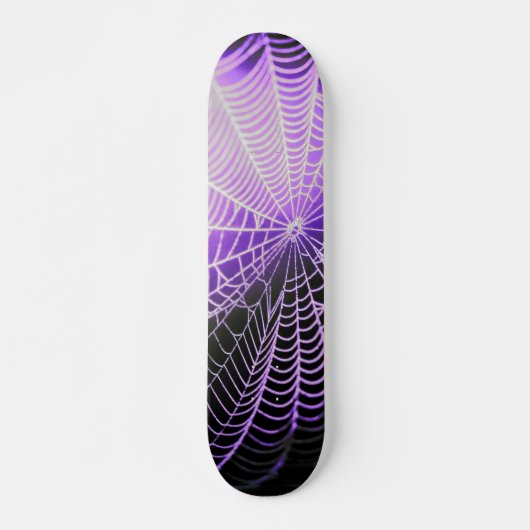 Paars Black Creepy Spooky Spider Web Persoonlijk Skateboard (Voorkant)