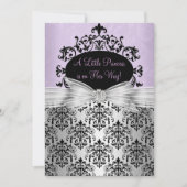 Paars Black Damask Baby shower Invitation Kaart (Voorkant)