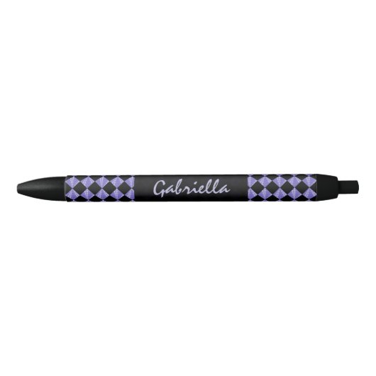 Paars Black Diamond Patroon Aangepaste Ink Pen (Voorkant)