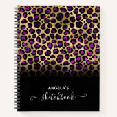 Paars Black en Gold Glam Leopard Ombre Sketch Notitieboek (Voorkant)