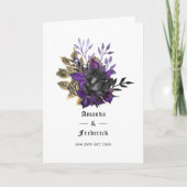 Paars Black en Gold Gothic Wedding Programma (Voorkant)