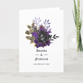 Paars Black en Gold Gothic Wedding Programma