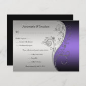  Paars Black en Silver Floral RSVP (Voorkant / Achterkant)