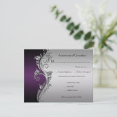  Paars Black en Silver Floral RSVP (Staand voorkant)