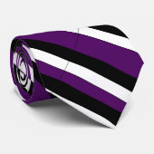 Paars Black en White University Stripe Stropdas (Opgerold)