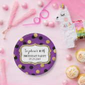 Paars Black Gold Confetti Birthday Party Bord (Feest)