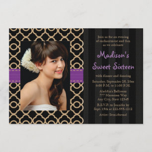 Paars Black Gold Moroccan Sweet Sixteen Foto Kaart