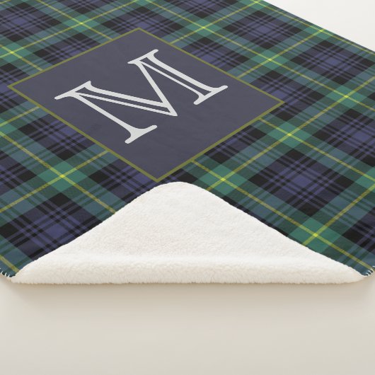 Paars Black Green Tartan Pset Pattern Initiaal Sherpa Deken (3/4)