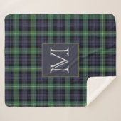 Paars Black Green Tartan Pset Pattern Initiaal Sherpa Deken (Voorkant (horizontaal))
