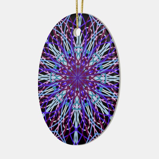 Paars Black Kaleidoscope Mandala Art Keramisch Ornament (Links)