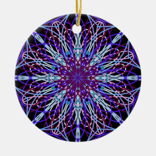 Paars Black Kaleidoscope Mandala Art Keramisch Ornament (Voorkant)
