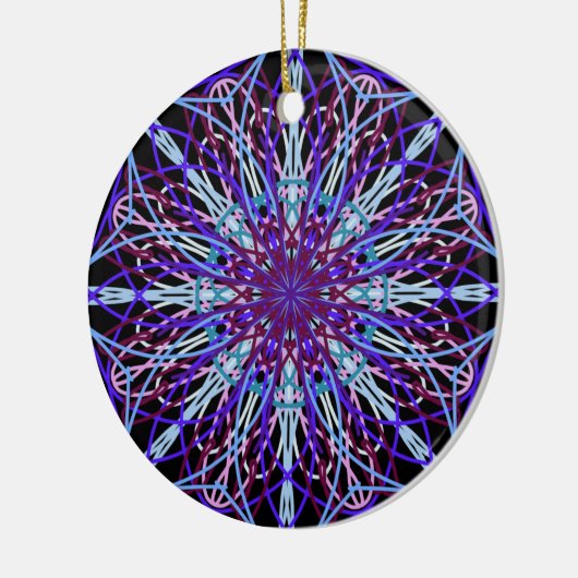 Paars Black Kaleidoscope Mandala Art Keramisch Ornament (Links)