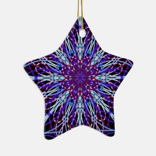 Paars Black Kaleidoscope Mandala Art Keramisch Ornament (Rechts)