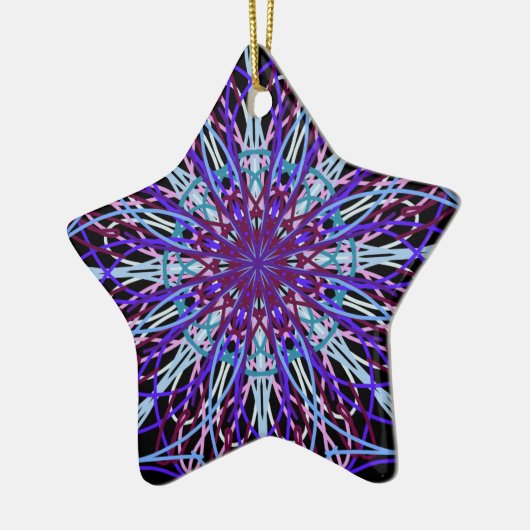 Paars Black Kaleidoscope Mandala Art Keramisch Ornament (Links)