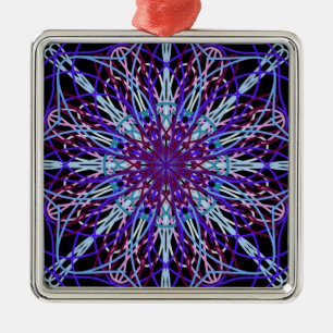 Paars Black Kaleidoscope Mandala Art Metalen Ornament