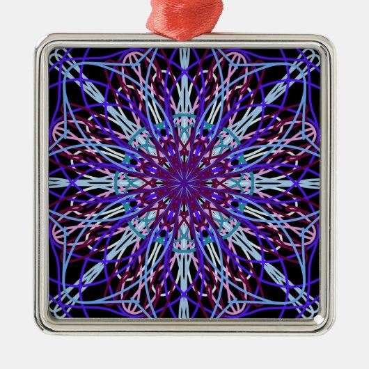 Paars Black Kaleidoscope Mandala Art Metalen Ornament (Voorkant)