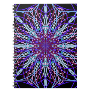 Paars Black Kaleidoscope Mandala Art Notitieboek