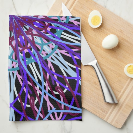 Paars Black Kaleidoscope Mandala Art Theedoek (Quarter Fold)