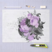 Paars-Black Silver Floral Lace Bouquet Decoupage Tissuepapier (Craft)