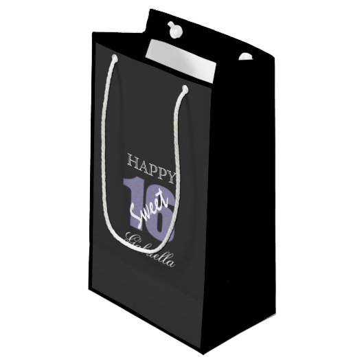Paars Black Sweet 16 Gift Bag Klein Cadeauzakje (Voorkant Gekanteld)