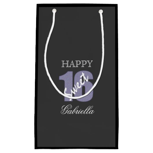 Paars Black Sweet 16 Gift Bag Klein Cadeauzakje (Voorkant)