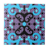 Paars Black Turquoise Kaleidoscopic Mosaic Tegeltje (Voorkant)