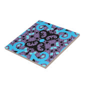 Paars Black Turquoise Kaleidoscopic Mosaic Tegeltje (Zijkant)