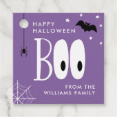 Paars Black White Boo Happy Halloween Bedankjes Labels (Voorkant)
