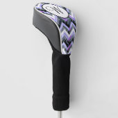 Paars Black White Chevron Textured Monogram Golfheadcover (Schuin)