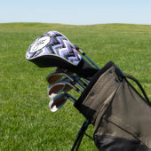 Paars Black White Chevron Textured Monogram Golfheadcover (Insitu)