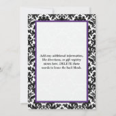 Paars Black White Damask Vrijgezellenfeest Invite Kaart (Achterkant)