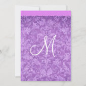 Paars Black White Damask Wedding Ver 002 Kaart (Achterkant)