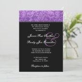 Paars Black White Damask Wedding Ver 003 Kaart (Staand voorkant)