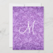 Paars Black White Damask Wedding Ver 003 Kaart (Achterkant)