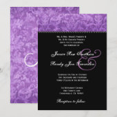 Paars Black White Damask Wedding Ver 003 Kaart (Voorkant / Achterkant)