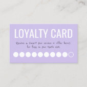 Paars Black White Ten Visit Loyalty Punch Card (Voorkant)