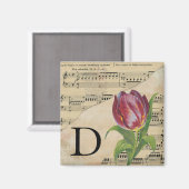 Paars blad Music Monogram Initiaal D Magneet (Voorkant / Achterkant)