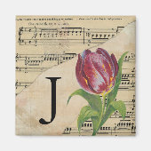 Paars blad Music Monogram Initiaal J Magneet (Voorkant)