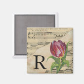 Paars blad Music Monogram Initiaal R Magneet (Voorkant / Achterkant)