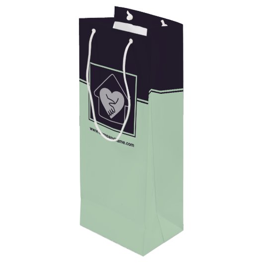 Paars & Blauw Aangepaste afbeelding & logo Bedankt Wijn Cadeautas (Achterkant Gekanteld)