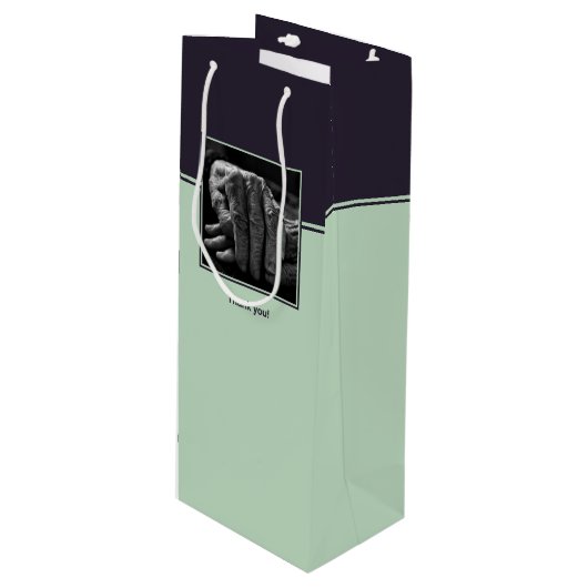 Paars & Blauw Aangepaste afbeelding & logo Bedankt Wijn Cadeautas (Voorkant Gekanteld)