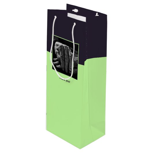 Paars & Blauw Aangepaste Afbeelding & Logo Bedankt Wijn Cadeautas (Voorkant Gekanteld)