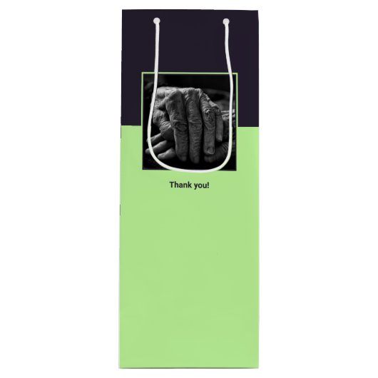 Paars & Blauw Aangepaste Afbeelding & Logo Bedankt Wijn Cadeautas (Voorkant)