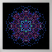 Paars Blauw Abstract Kunstschilderij Kaleidoscoop Poster (Voorkant)