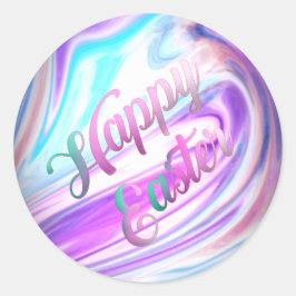 Paars Blauw Abstract Pasen Ronde Sticker