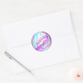 Paars Blauw Abstract Pasen Ronde Sticker (Envelop)