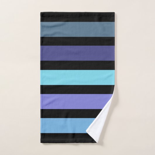 Paars blauw Aqua Black, horizontale streep Bad Handdoek (Handdoek)