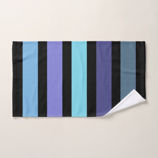 Paars blauw Aqua Black, horizontale streep Bad Handdoek (Handdoek)
